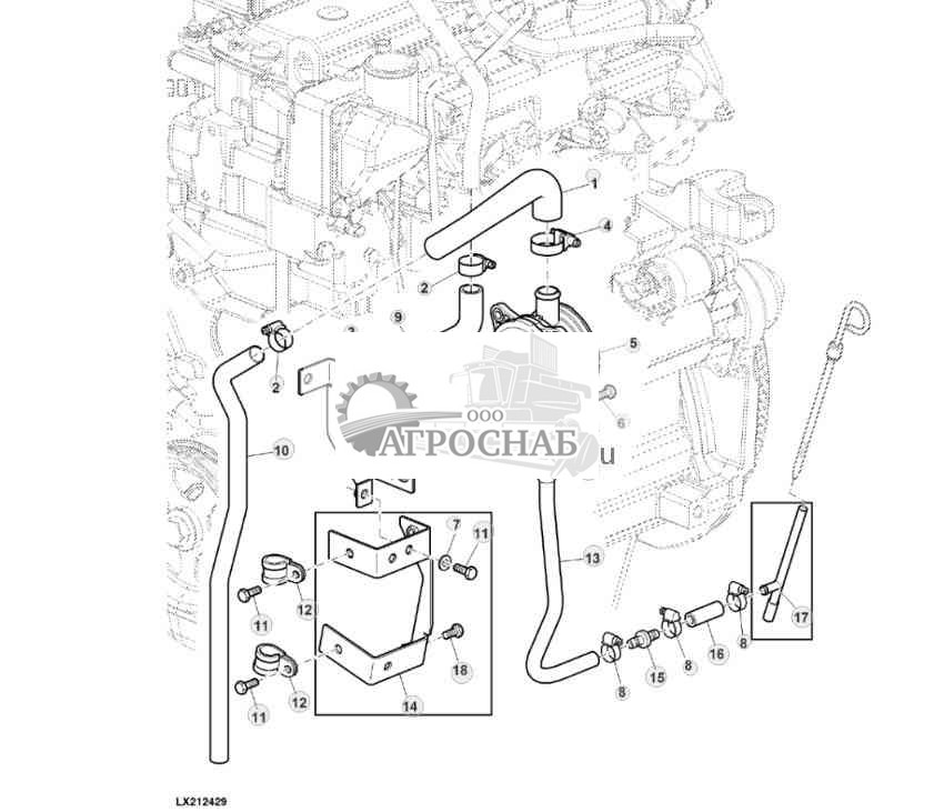 Вентиляционное отверстие двигателя (с маслоотделителем) 